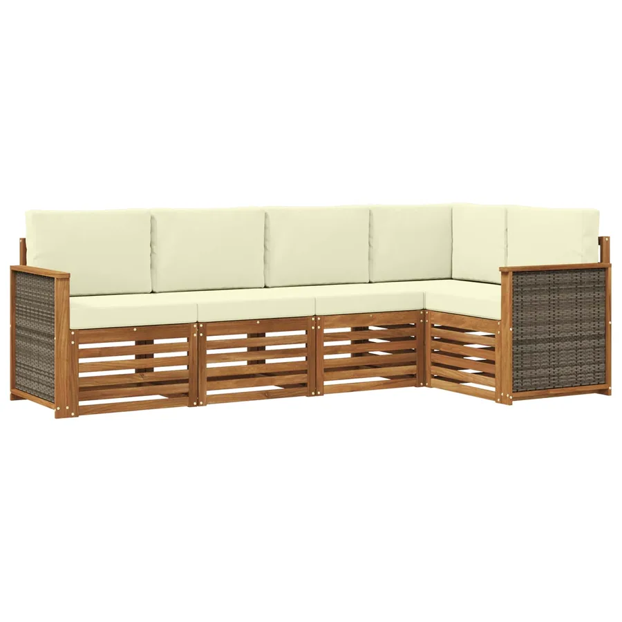 Ensemble de canapé d'angle avec coussin 4 pcs Naturel et Crème - 2