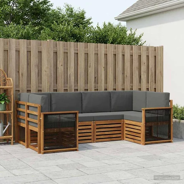 Ensemble de canapé d'angle 5 pcs Naturel et Anthracite