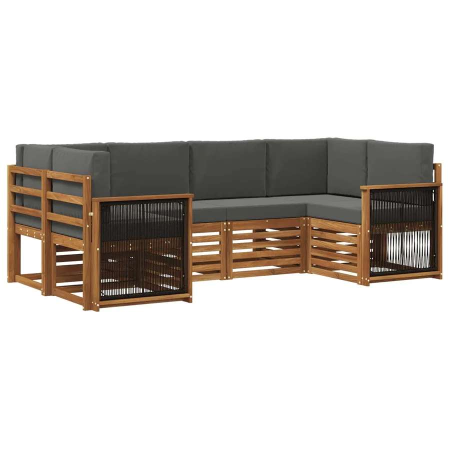 Ensemble de canapé d'angle 5 pcs Naturel et Anthracite - 2