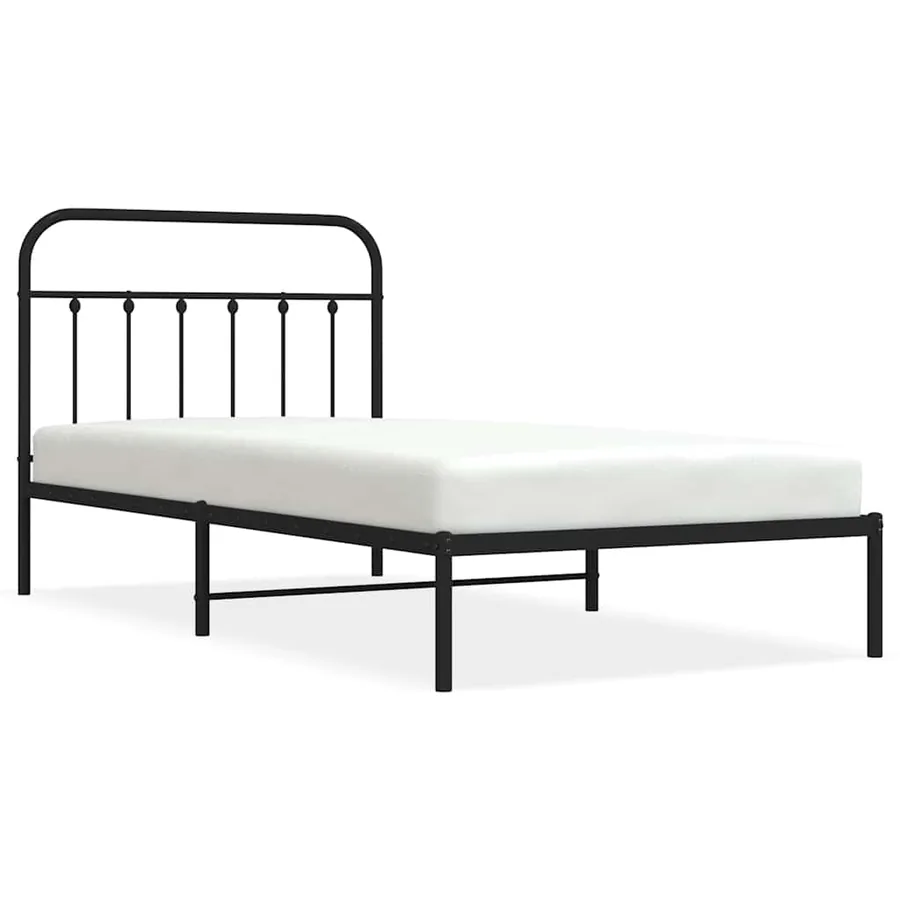 Cadre de lit métal sans matelas avec tête de lit noir 100x200cm - 2