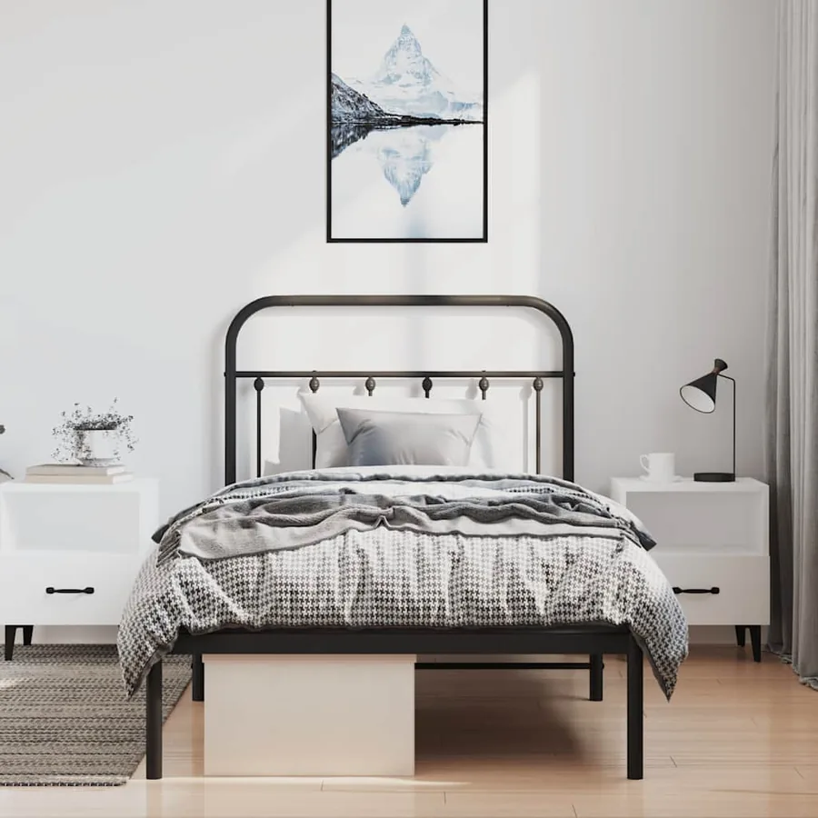 Cadre de lit métal sans matelas avec tête de lit noir 100x200cm - 3
