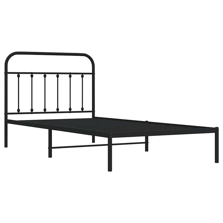 Cadre de lit métal sans matelas avec tête de lit noir 100x200cm - 4