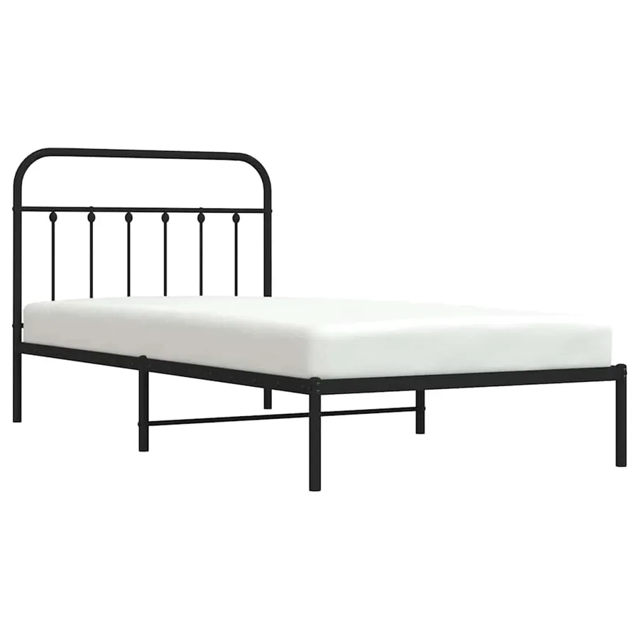 Cadre de lit métal sans matelas avec tête de lit noir 100x200cm - 5