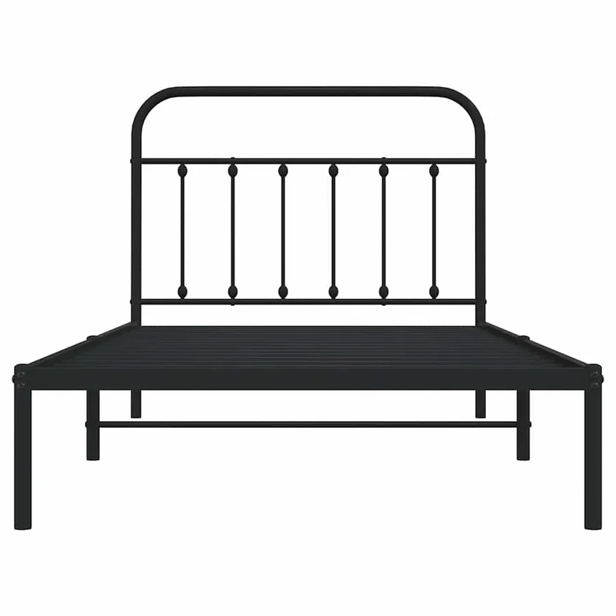 Cadre de lit métal sans matelas avec tête de lit noir 100x200cm - 6