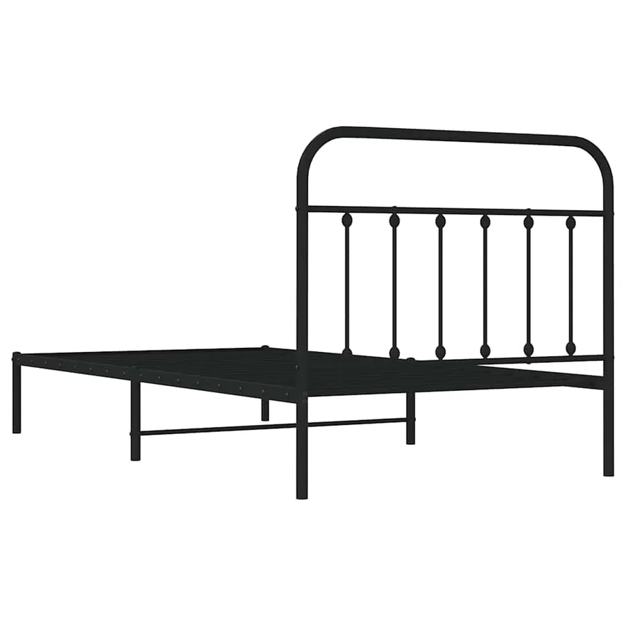 Cadre de lit métal sans matelas avec tête de lit noir 100x200cm - 8