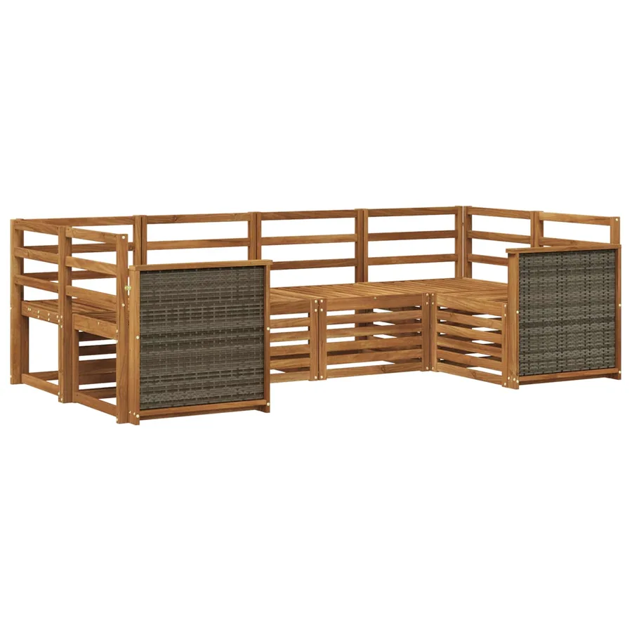Ensemble de canapé d'angle 5 pcs Naturel Bois d'Acacia Massif - 2