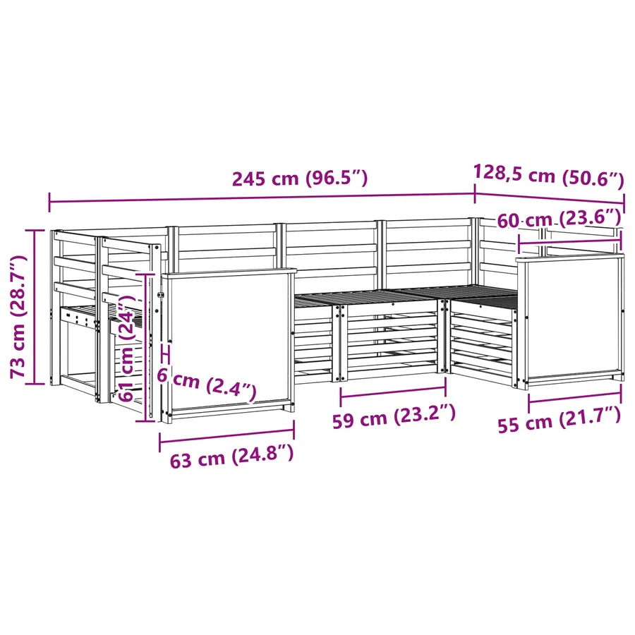 Ensemble de canapé d'angle 5 pcs Naturel Bois d'Acacia Massif - 6
