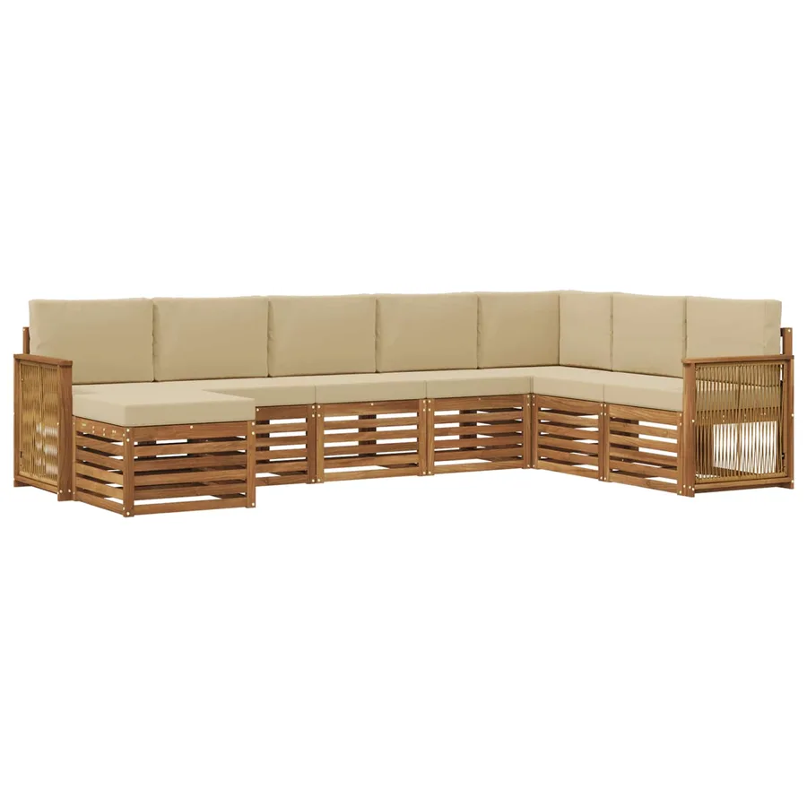 Ensemble de canapés d'extérieur avec coussin 6 pcs Naturel - 2