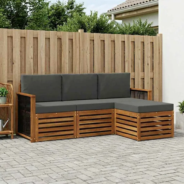 Ensemble de canapés d'extérieur 4 pcs Naturel et Anthracite