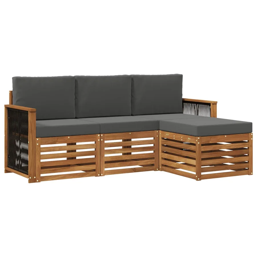 Ensemble de canapés d'extérieur 4 pcs Naturel et Anthracite - 2