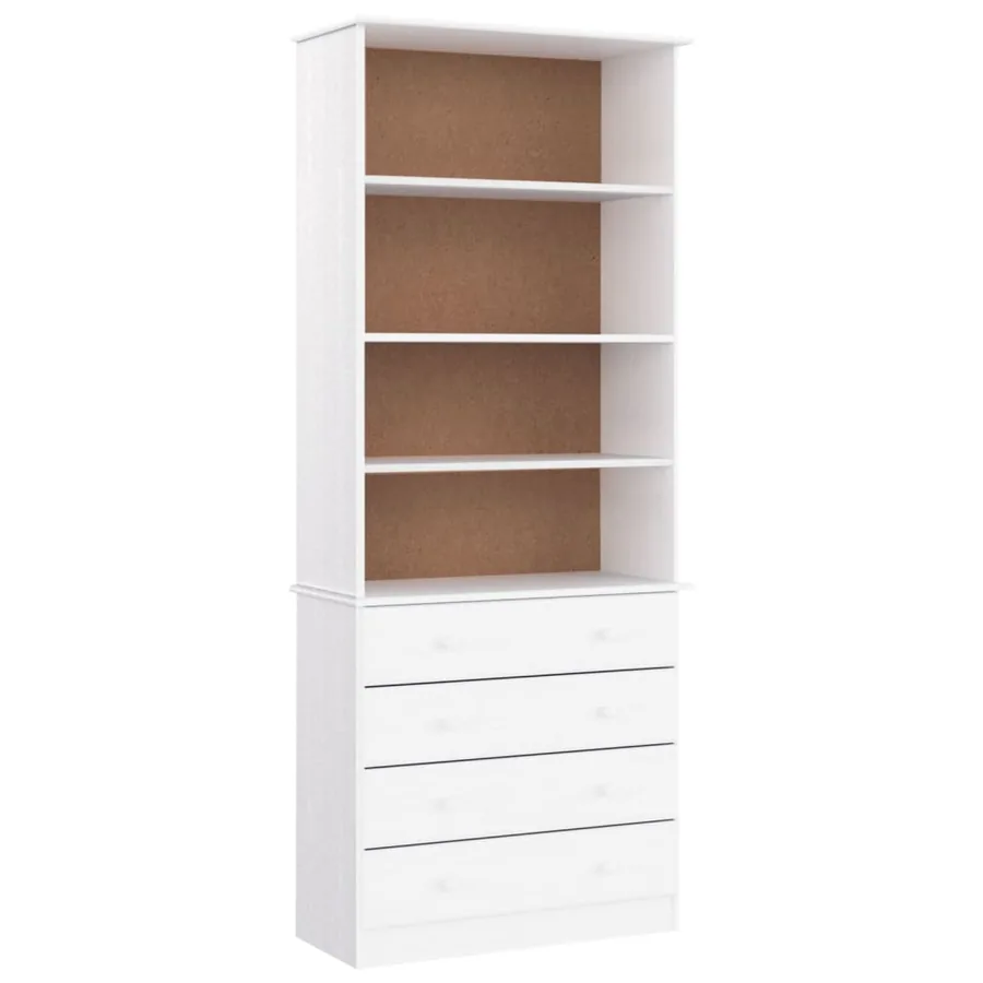 Bibliothèque tiroirs ALTA blanc 77x35x186,5cm bois massif pin - 2