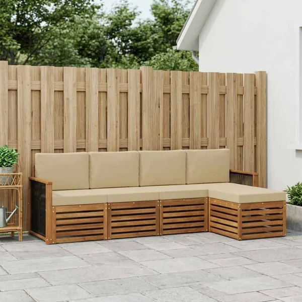 Ensemble de canapés d'extérieur 5 pcs Naturel et Beige