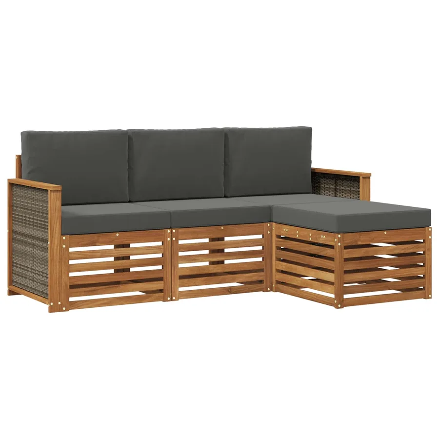 Ensemble de canapés d'extérieur 4 pcs Naturel et Anthracite - 2
