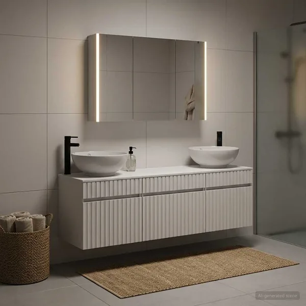 Ensemble d'armoire de salle de bain 4 pcs Blanc