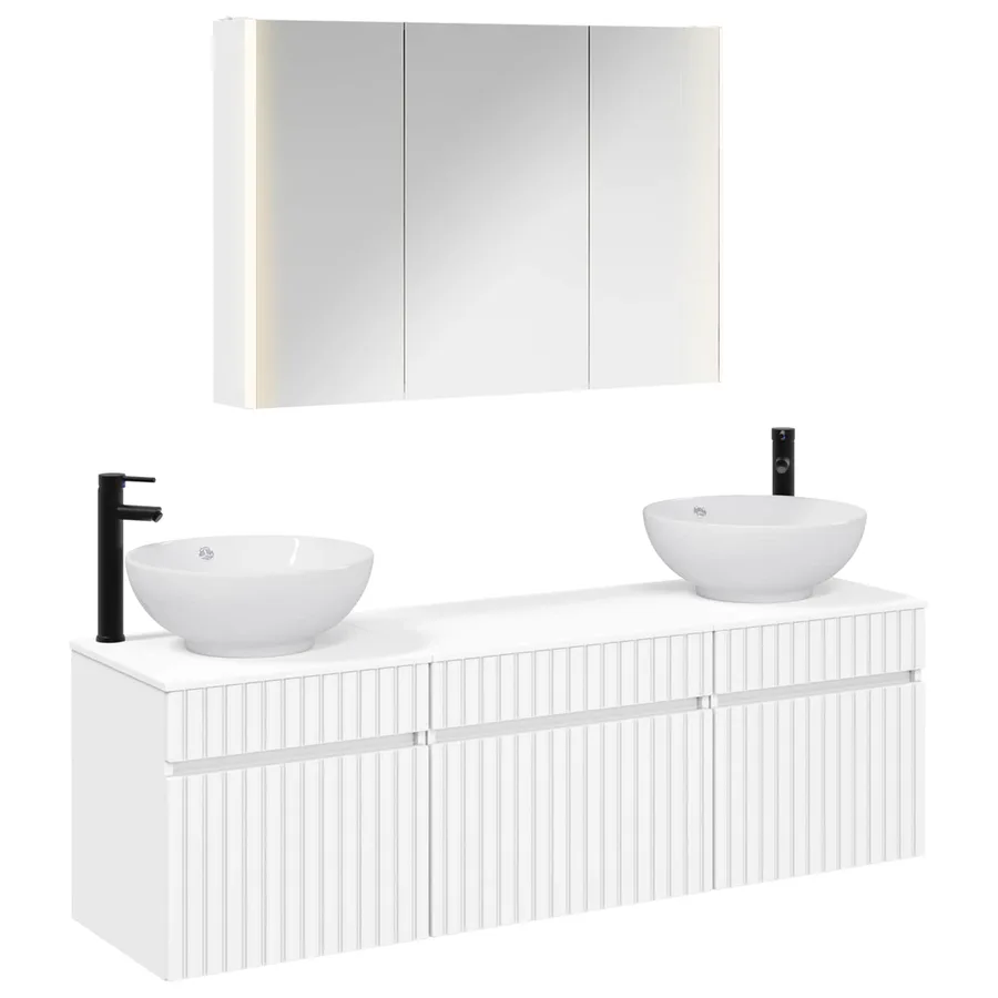 Ensemble d'armoire de salle de bain 4 pcs Blanc - 2