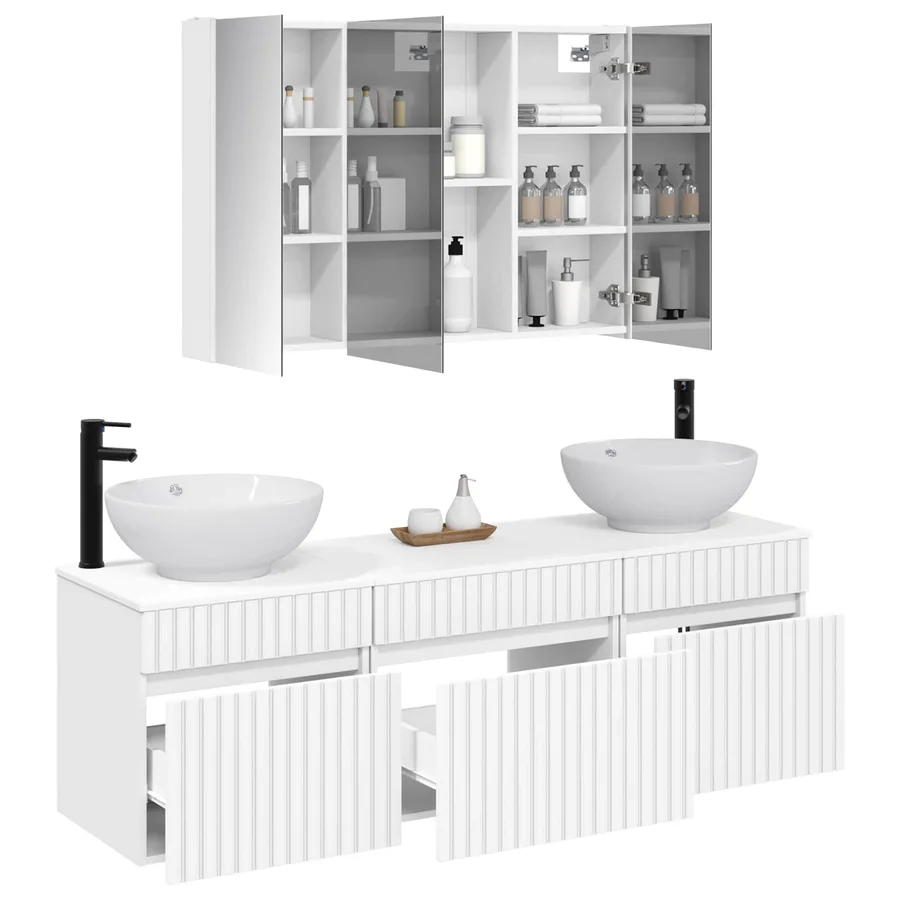 Ensemble d'armoire de salle de bain 4 pcs Blanc - 3