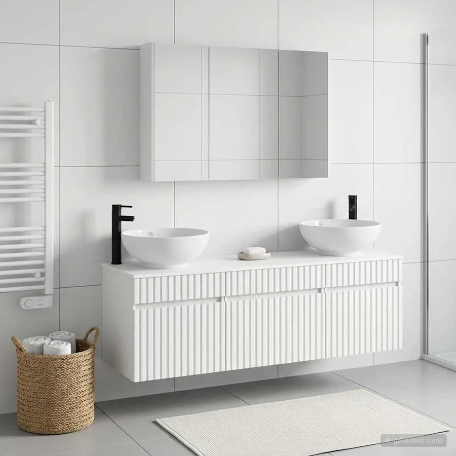 Ensemble d'armoire de salle de bain 4 pcs Blanc - 4