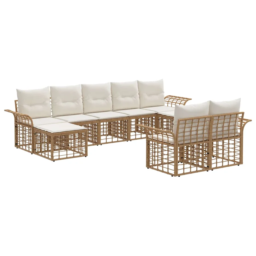 Ensemble de canapés d'extérieur 9 pcs Blanc Naturel et Crème - 2
