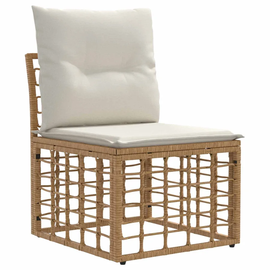 Ensemble de canapés d'extérieur 9 pcs Blanc Naturel et Crème - 4