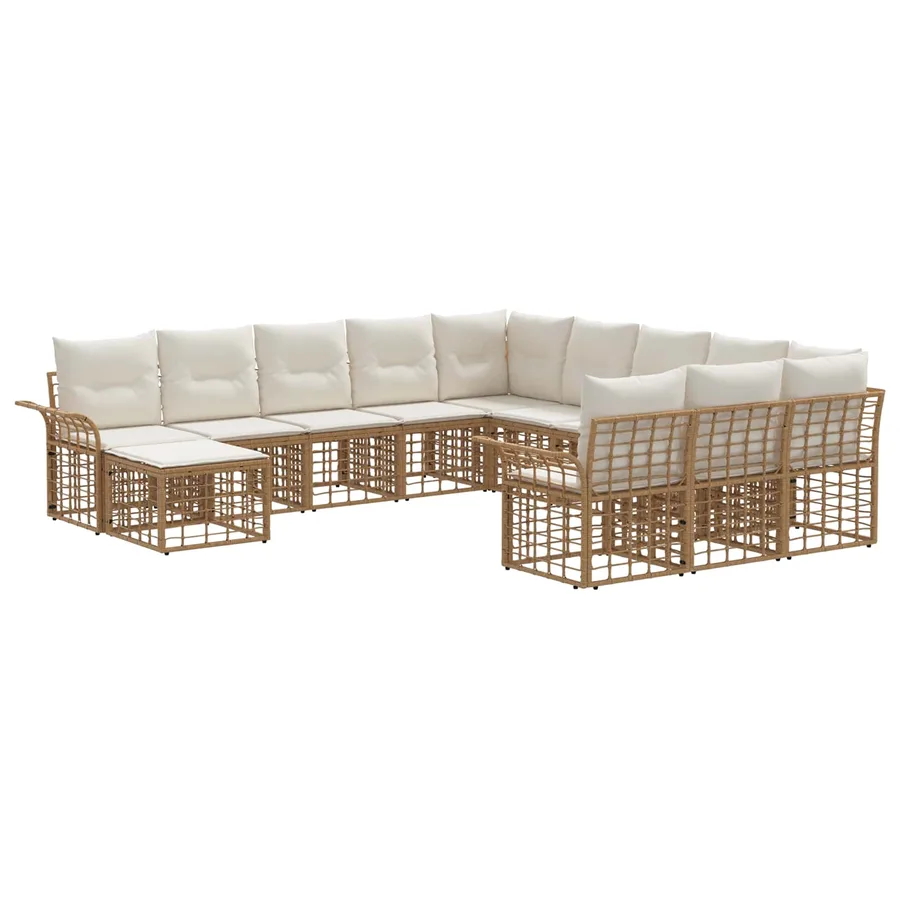 Ensemble de canapé de jardin 12 pcs Blanc Naturel et Crème - 2