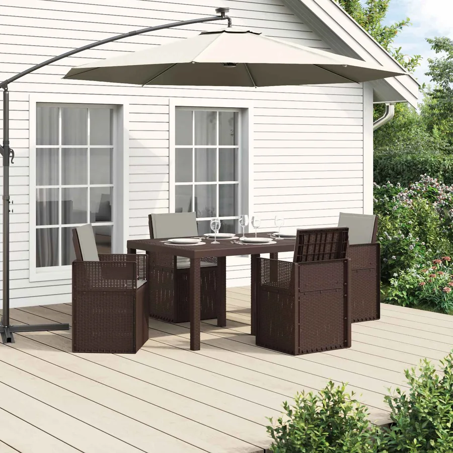 Ensemble de salle à manger pour jardin avec coussin 5 pcs PP