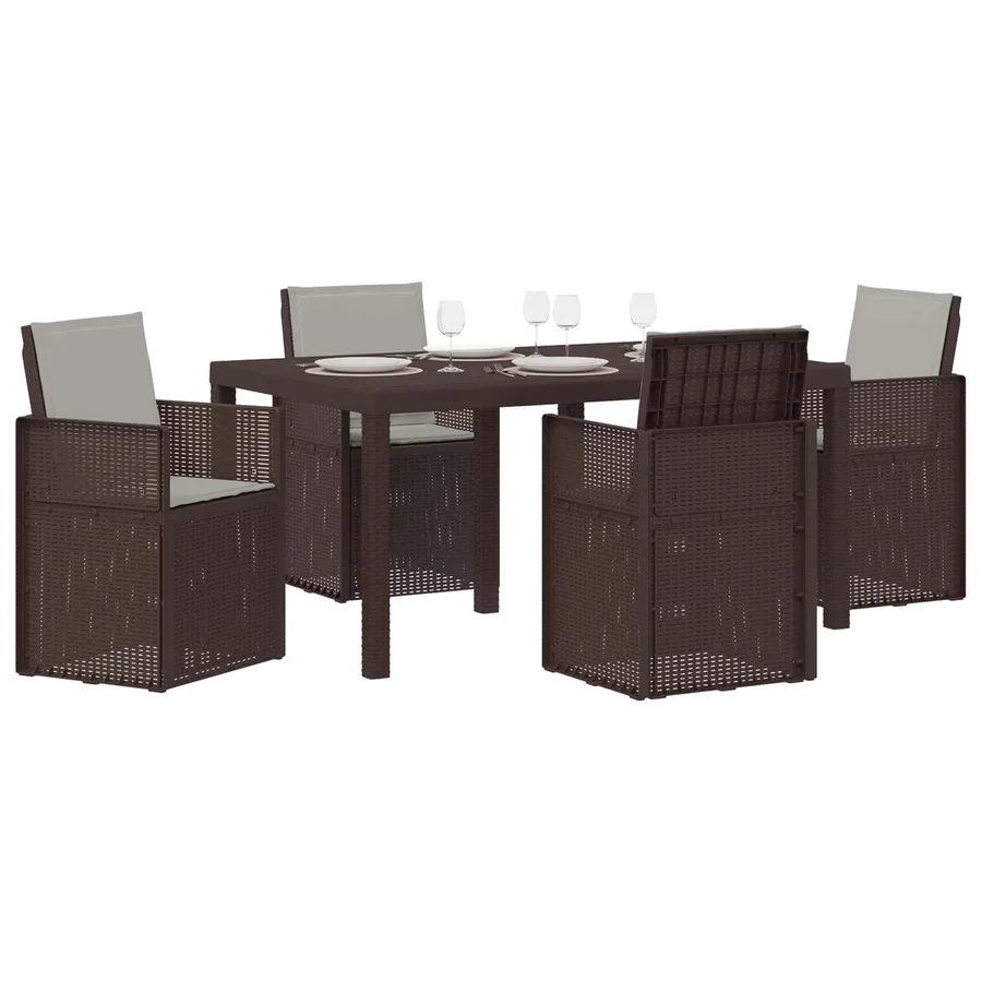 Ensemble de salle à manger pour jardin avec coussin 5 pcs PP - 3