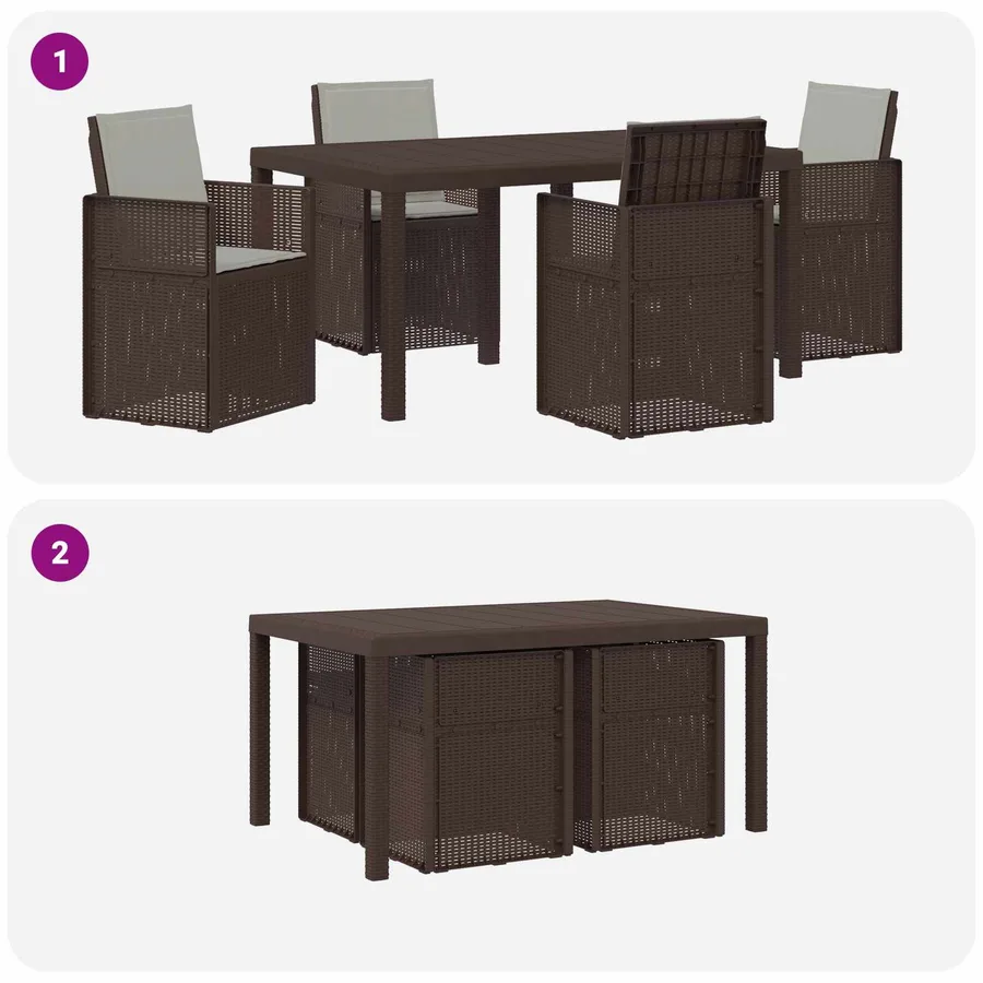 Ensemble de salle à manger pour jardin avec coussin 5 pcs PP - 8