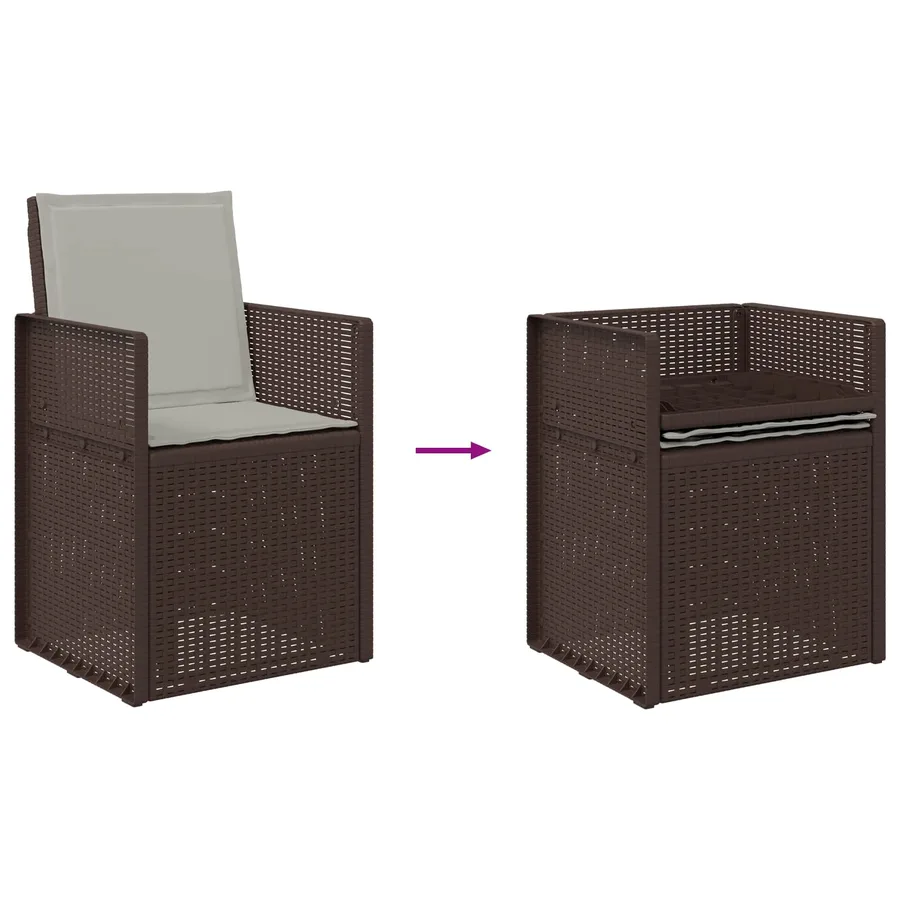 Ensemble de salle à manger pour jardin avec coussin 5 pcs PP - 9