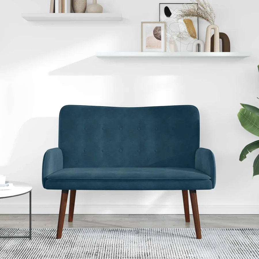 Sofa 2 places Bleu 115 x 61 x 87 cm Velours - 3