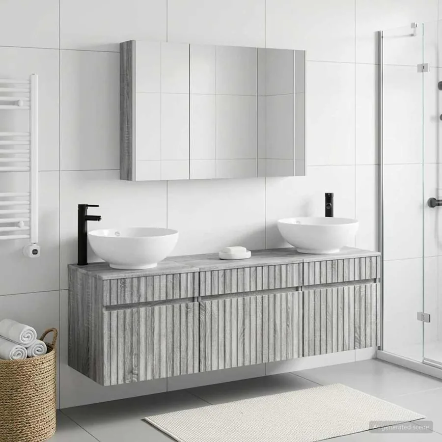 Ensemble d'armoire de salle de bain 4 pcs Sonoma gris