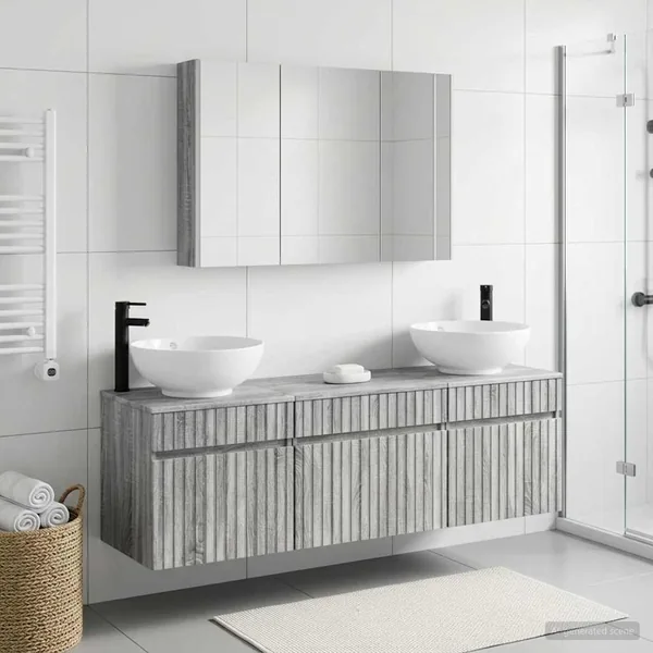 Ensemble d'armoire de salle de bain 4 pcs Sonoma gris