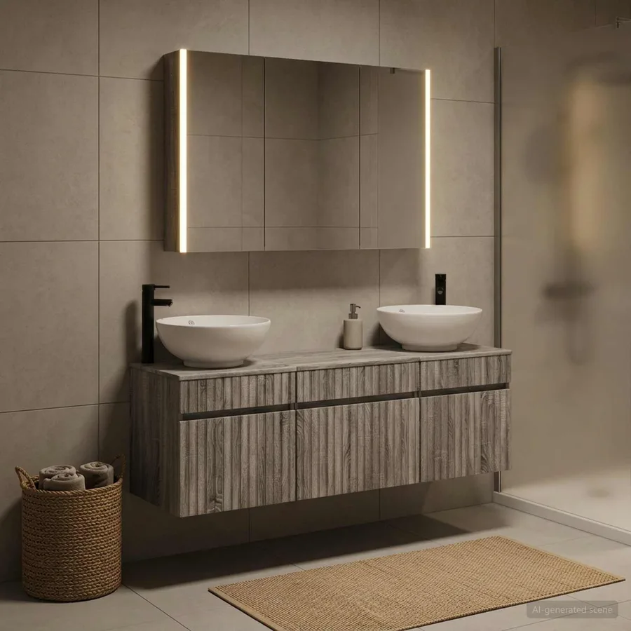 Ensemble d'armoire de salle de bain 4 pcs Sonoma gris - 4