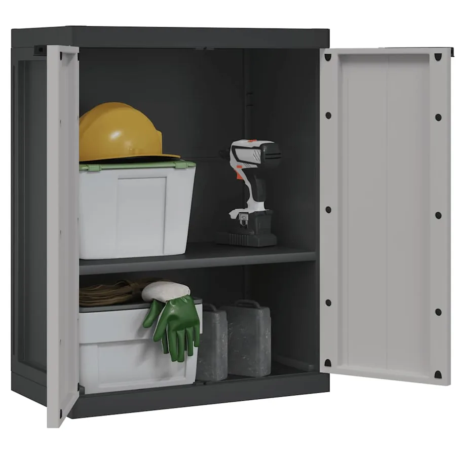 Armoire de rangement d'extérieur gris et noir 65x37x85 cm PP - 4