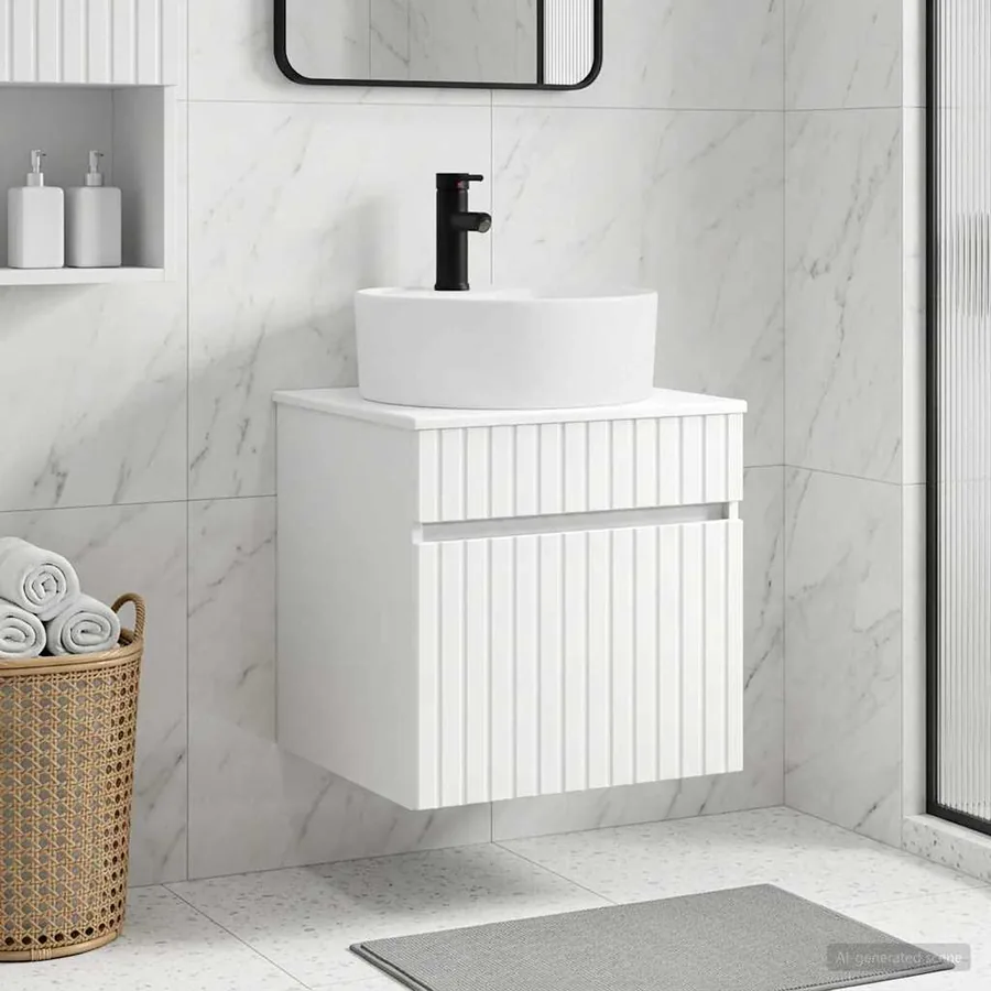 Meuble de lavabo mural Blanc 49 x 44,5 x 65 cm