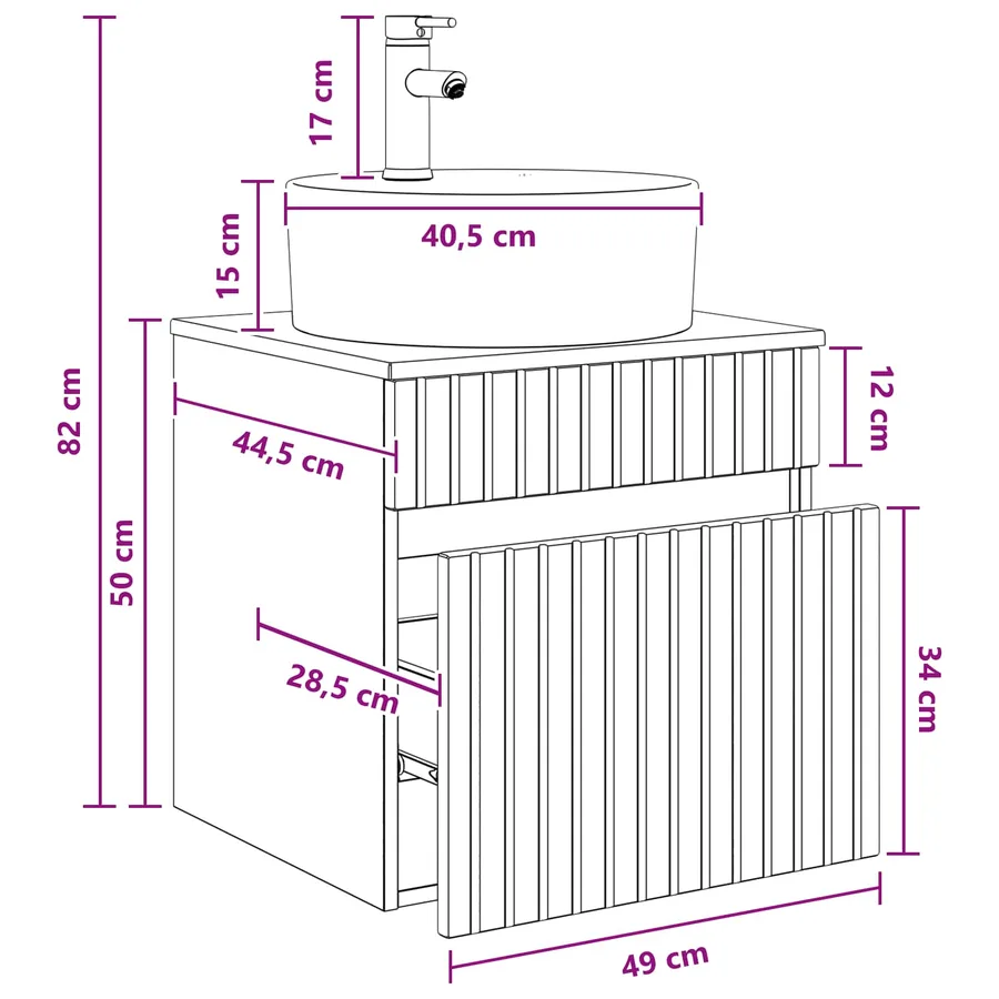 Meuble de lavabo mural Blanc 49 x 44,5 x 65 cm - 7