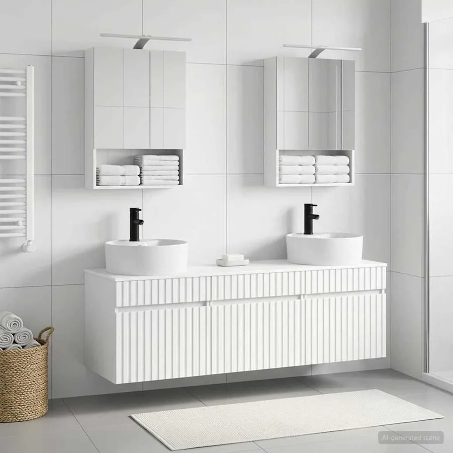 Ensemble d'armoire de salle de bain 5 pcs Blanc