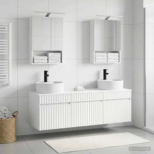 Ensemble d'armoire de salle de bain 5 pcs Blanc