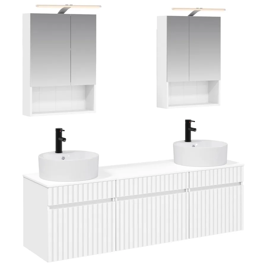 Ensemble d'armoire de salle de bain 5 pcs Blanc - 2