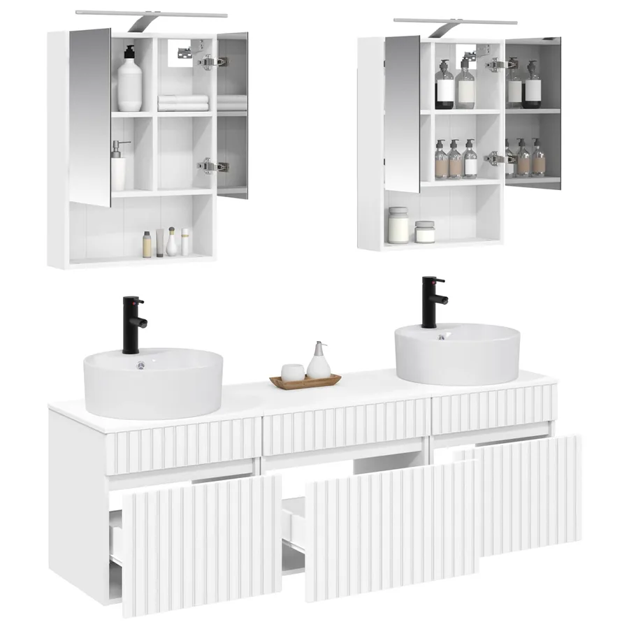 Ensemble d'armoire de salle de bain 5 pcs Blanc - 3