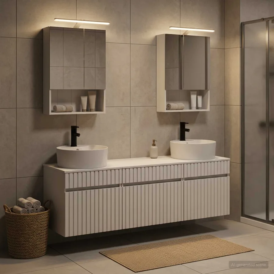 Ensemble d'armoire de salle de bain 5 pcs Blanc - 4