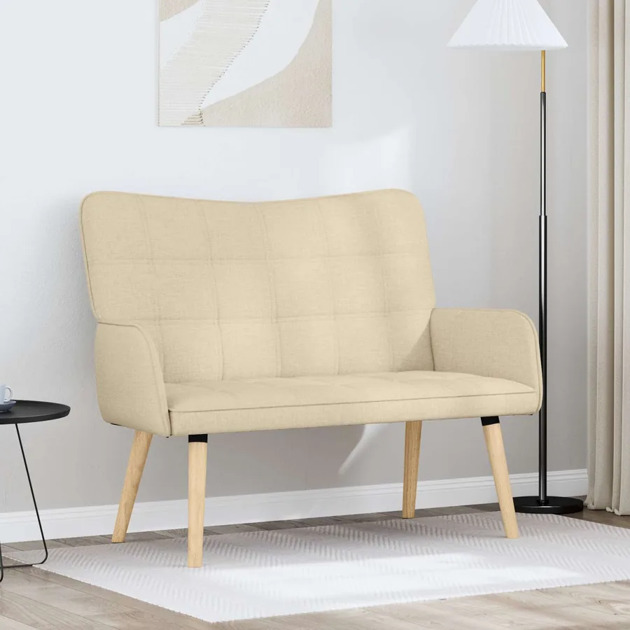 Sofa 2 places Crème 115 x 61 x 87 cm Tissu