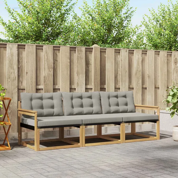 Ensemble de canapés d'extérieur 3 pcs Blanc et gris clair
