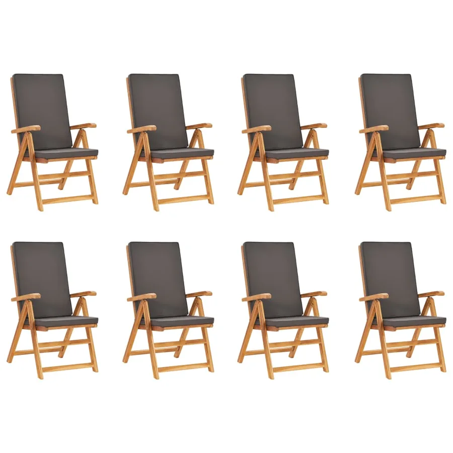 Ensemble à manger de jardin 9pcs coussins Bois teck massif Gris - 4