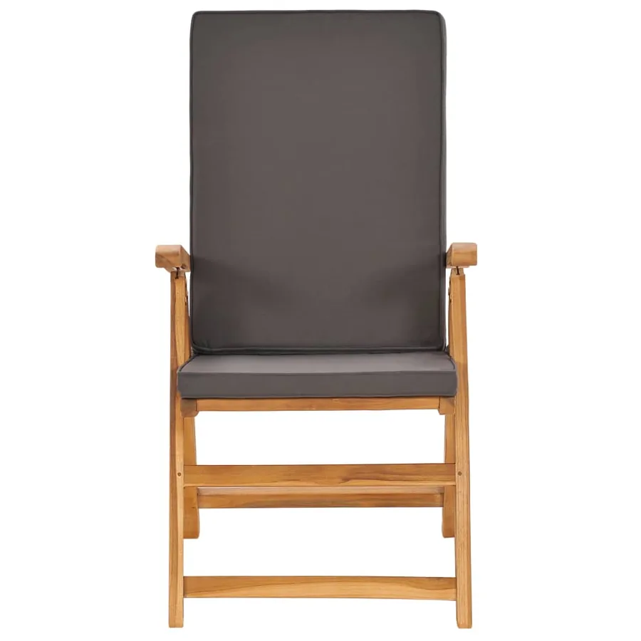 Ensemble à manger de jardin 9pcs coussins Bois teck massif Gris - 6