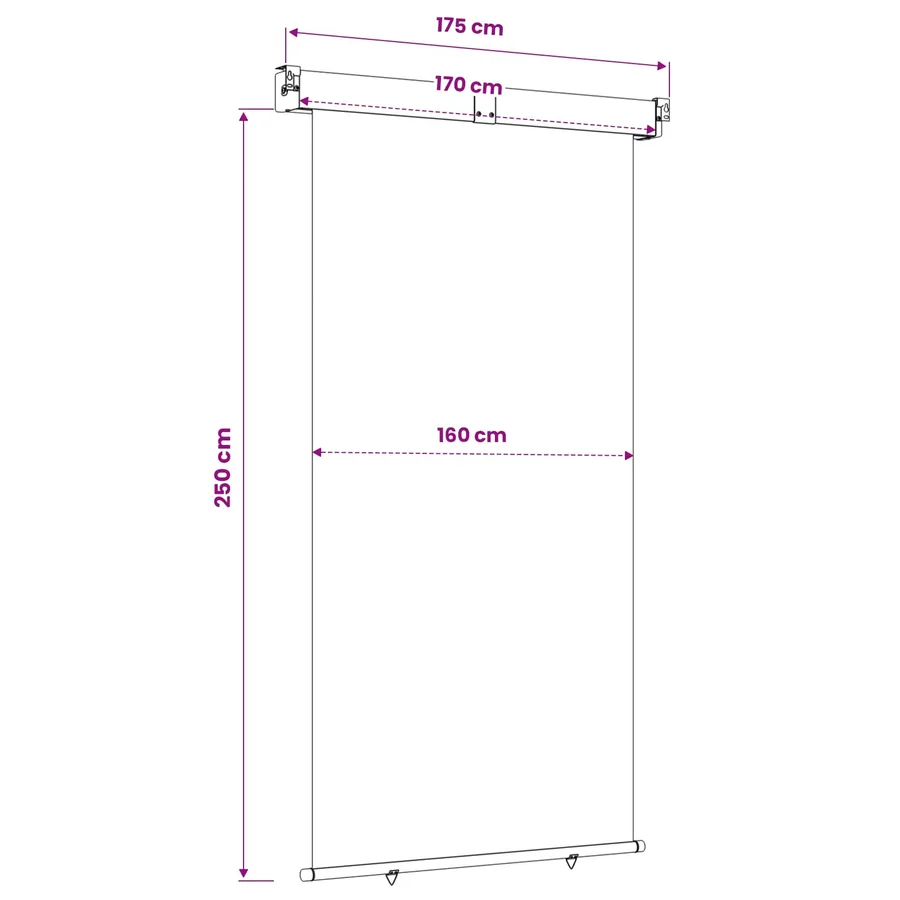 Store latéral de balcon 170 x 250 cm 100% polyester fer acier - 6