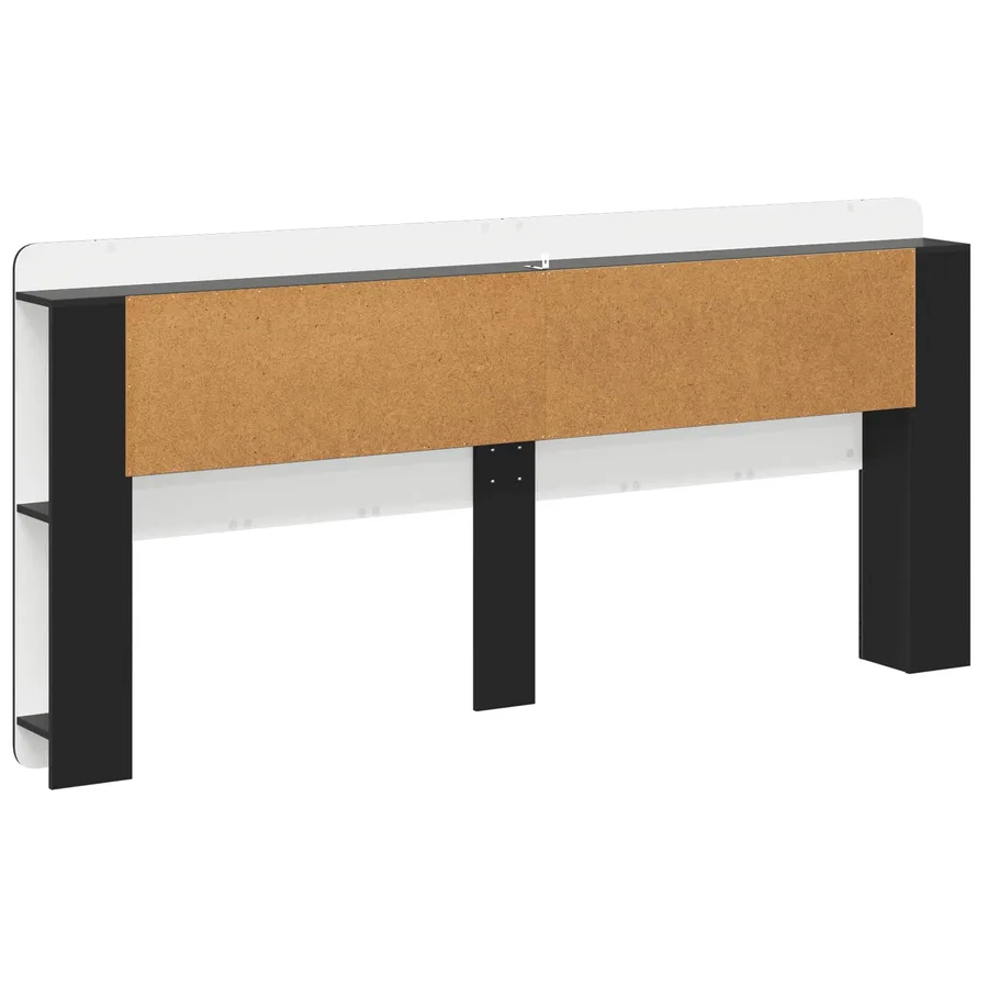Cabinet de Tête de Lit avec stockage Noir Bois d’ingénierie - 7