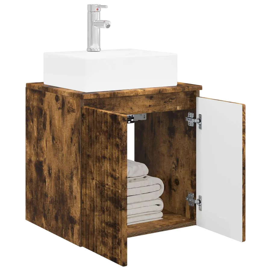 Vanité de lavabo mural Chêne fumé 49,5 x 41 x 62,5 cm - 3