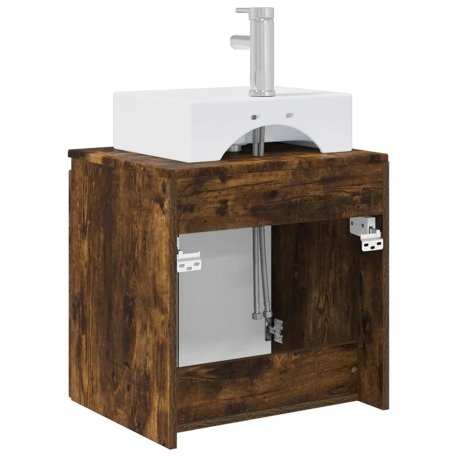 Vanité de lavabo mural Chêne fumé 49,5 x 41 x 62,5 cm - 5