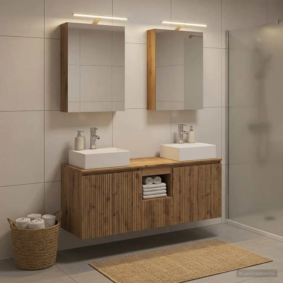 Ensemble d'armoire de salle de bain 5 pc Chêne artisanal