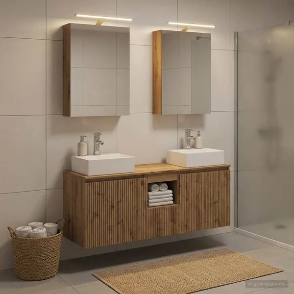Ensemble d'armoire de salle de bain 5 pc Chêne artisanal